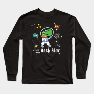 dino rock star astronaut Long Sleeve T-Shirt